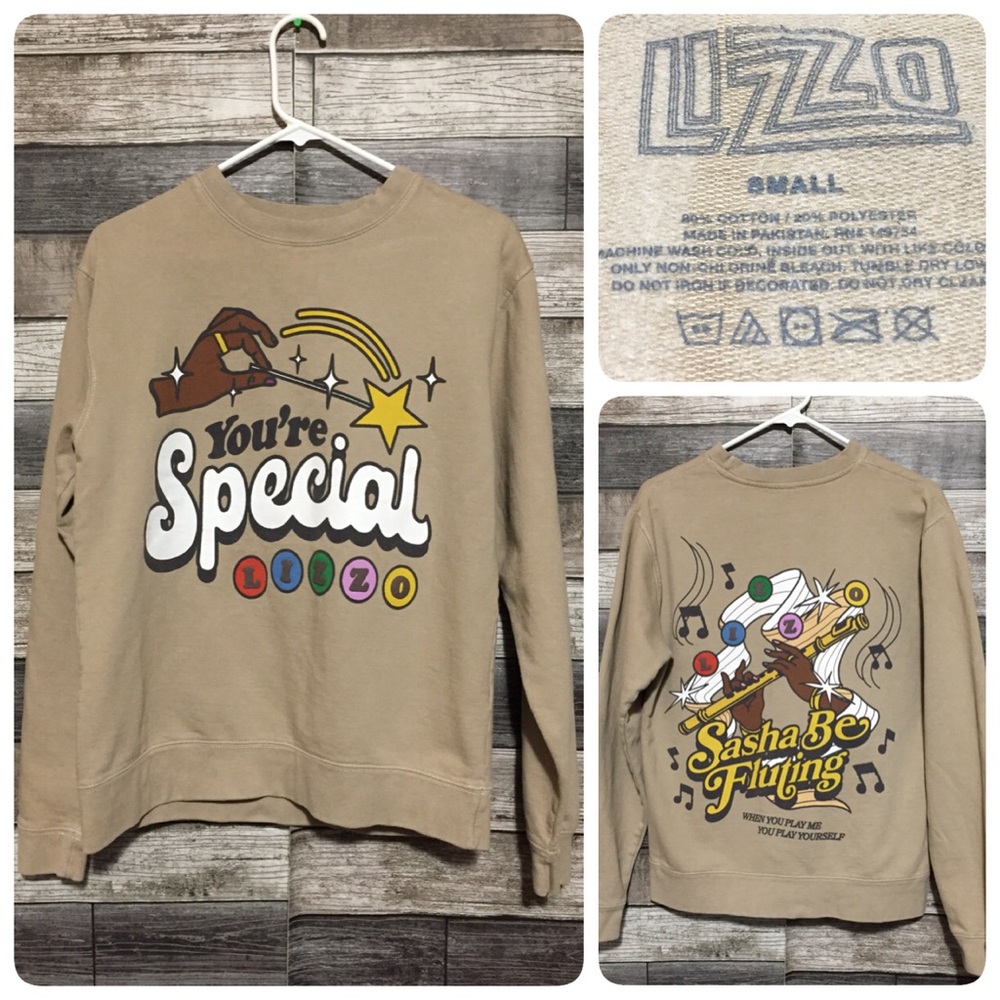 Lizzo Tour Sweatshirt Women’s S Tan Beige You’re Special Sasha Be Fluting
